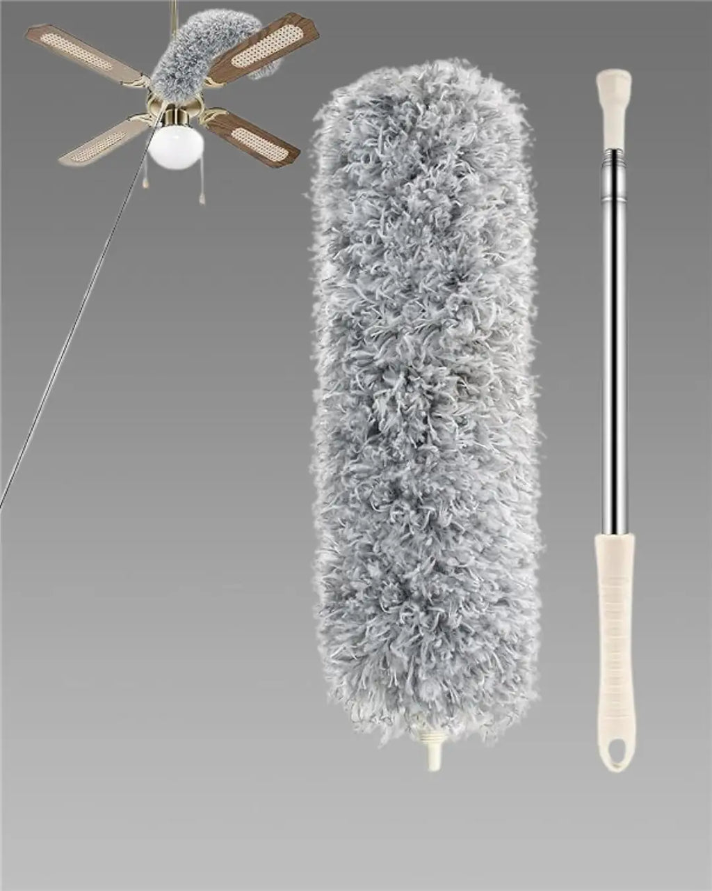 Microfiber Duster with Telescopic Extension Pole – Bendable Head, Scratch-Resistant for High Reach Cleaning