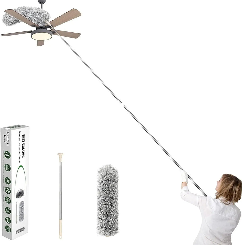 Microfiber Duster with Telescopic Extension Pole – Bendable Head, Scratch-Resistant for High Reach Cleaning