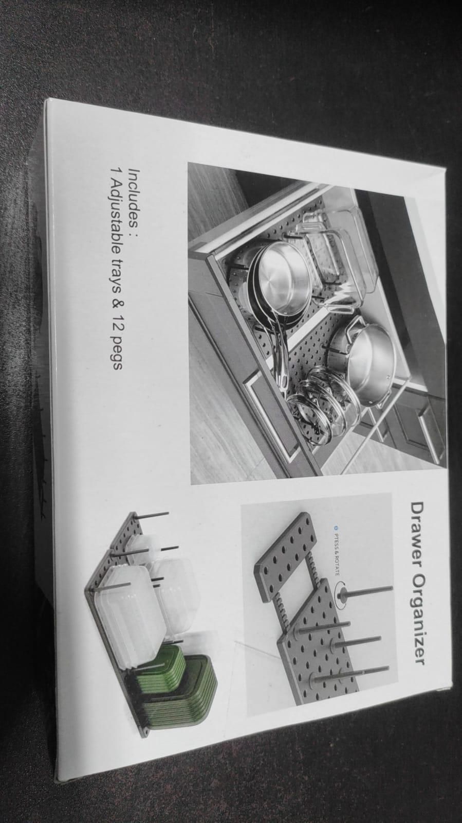 Kitchen Cupboard Drawer Organizer – Adjustable Pegboard Tray for Utensils, Cutlery & Kitchen Tools