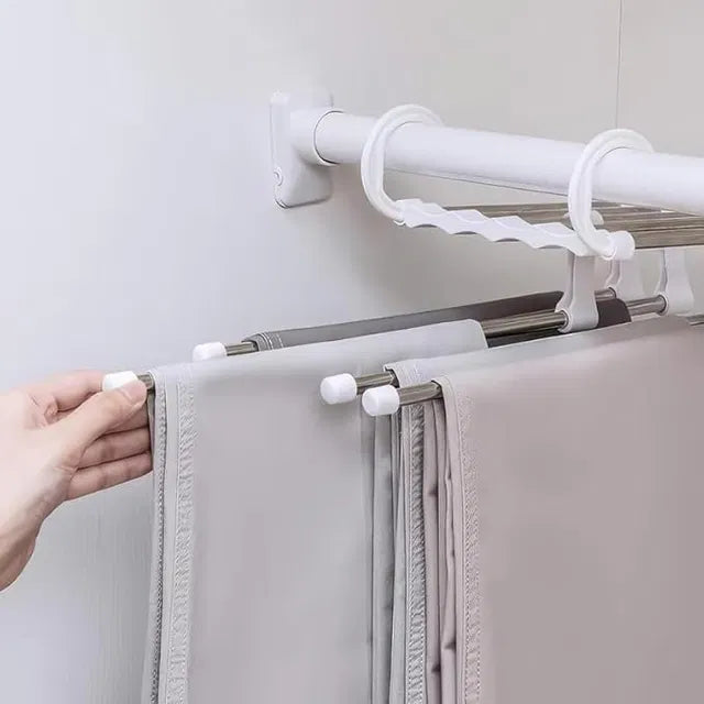 Foldable Space-Saving Clothes Hangers – Multi-Layer Wardrobe Organizer for Shirts, Trousers & Sarees