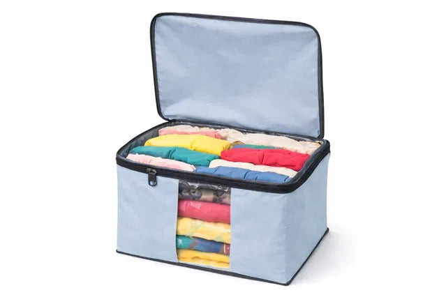 Saree & Clothes Storage Cover – Collapsible Fabric Wardrobe Organizer with Handles (Pack of 6)