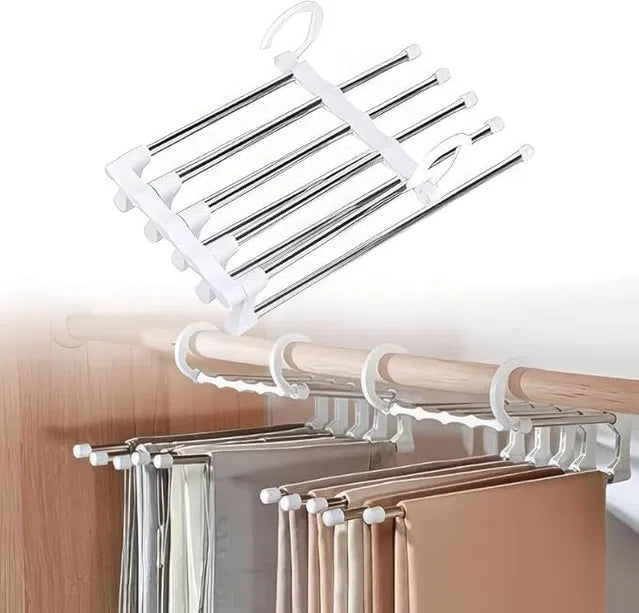 Foldable Space-Saving Clothes Hangers – Multi-Layer Wardrobe Organizer for Shirts, Trousers & Sarees