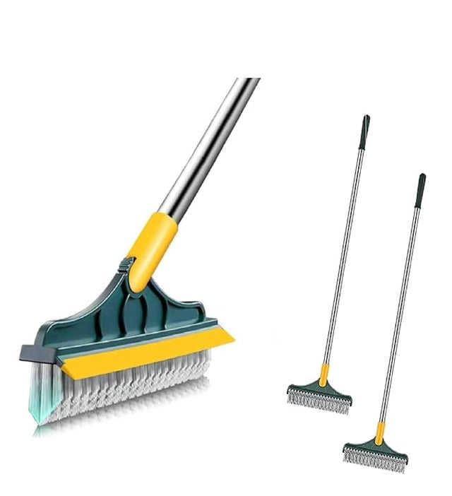 2-in-1 Floor Scrub Cleaning Brush & Wiper – Heavy-Duty Scrubber for Bathroom & Kitchen Floors
